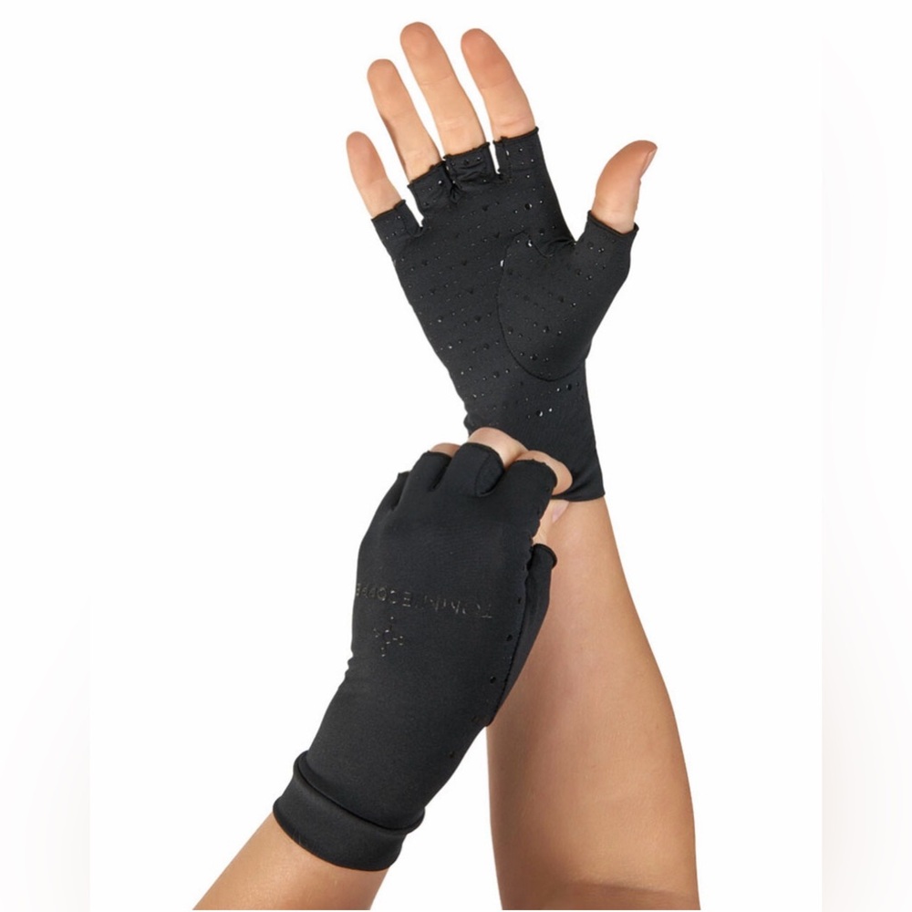 Tommie Copper Unisex Black Half Finger Core Comfort Compression Gloves  Med. NWT